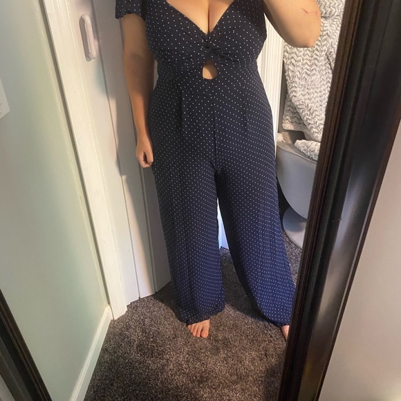 Francesca's Collections Pants - NWT Francesca’s blue and white polka dot jumpsuit